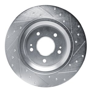 Hyundai SANTA FE Brake Rotor (1) - Rear Left - R1 Concepts - Drilled & Slotted - Silver - `21-`25